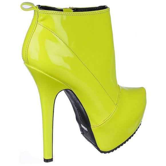 Dollhouse Neon Yellow High Heel Booties - Picture 9 of 14